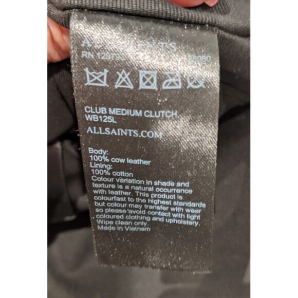 AllSaints Club Clutch Crossbody Tan Leather East West Foldover Flap Bag - Picture 16 of 16